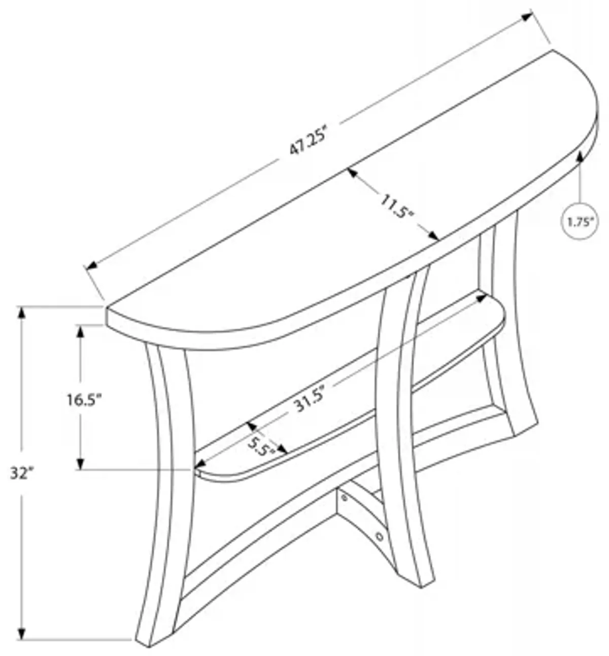 Dark Taupe Sleek Hall Console Table