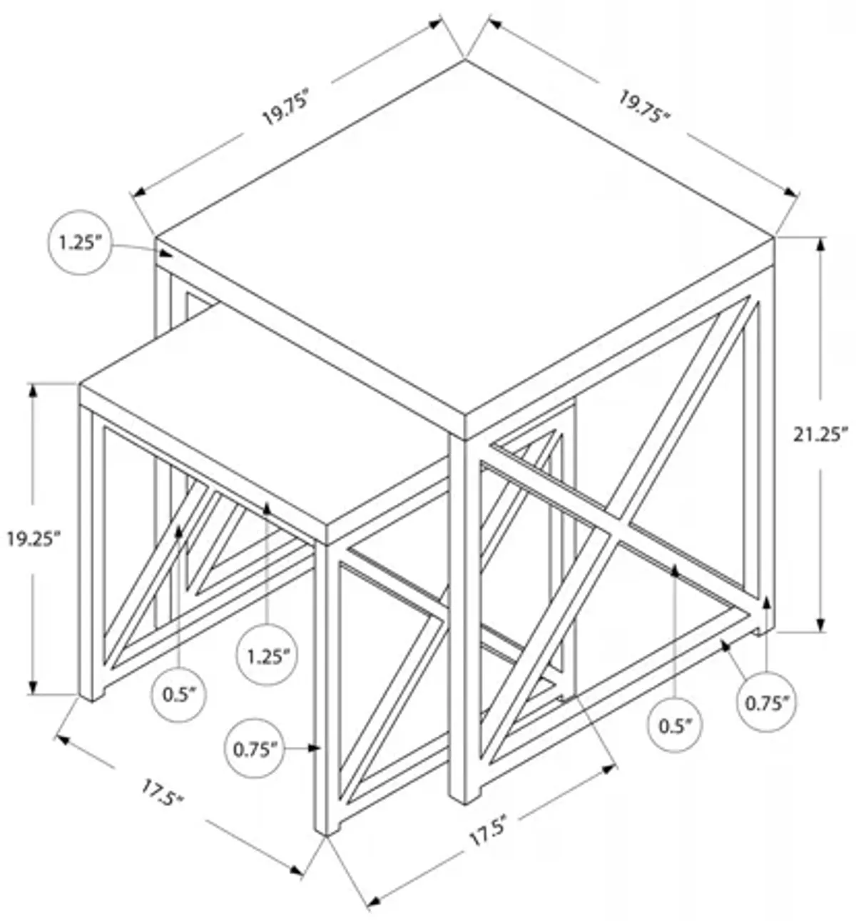 Cappuccino Contemporary Accent Nesting Tables