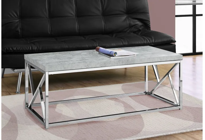 Coffee Table - Grey Cement With Chrome Metal