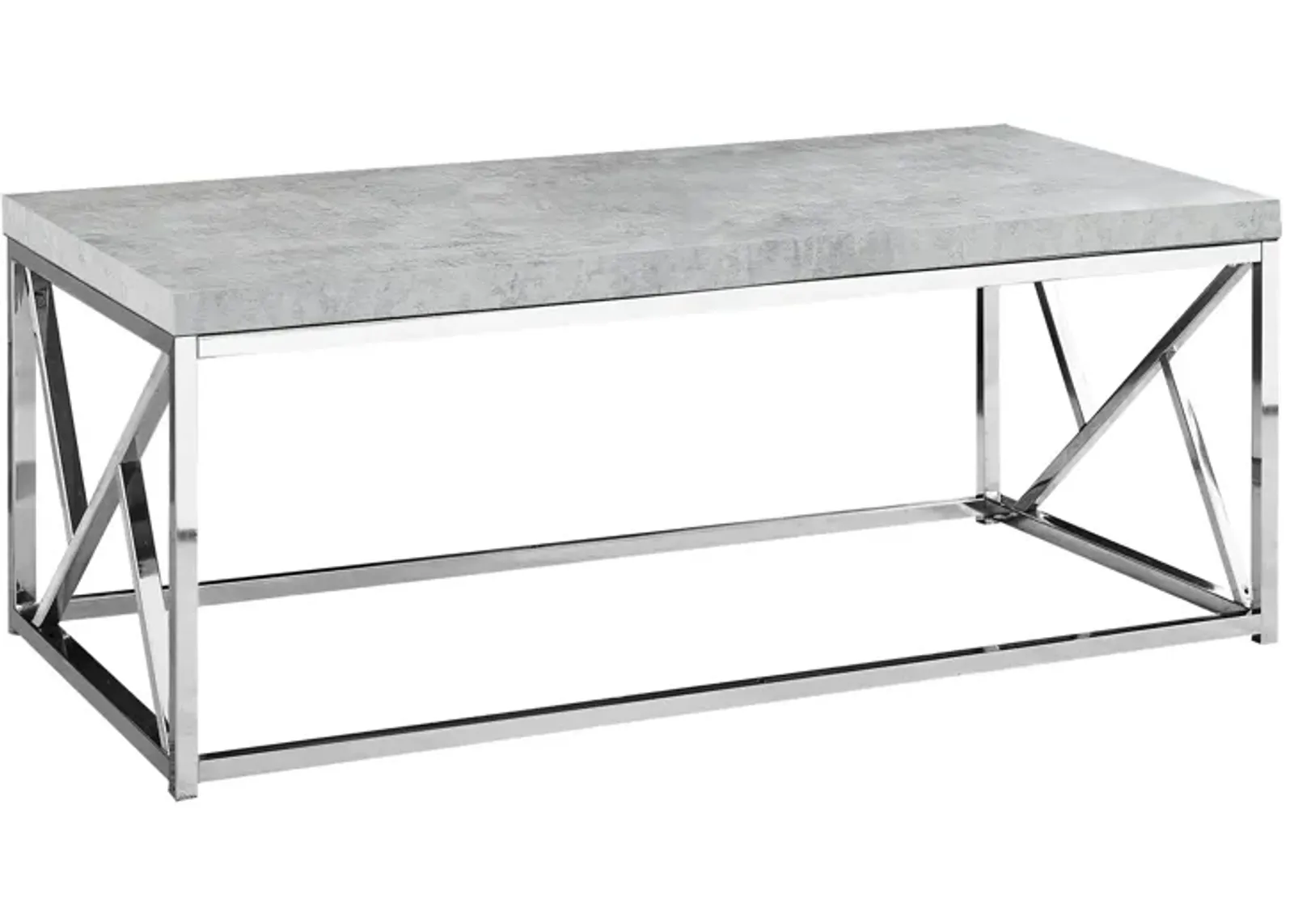 Coffee Table - Grey Cement With Chrome Metal