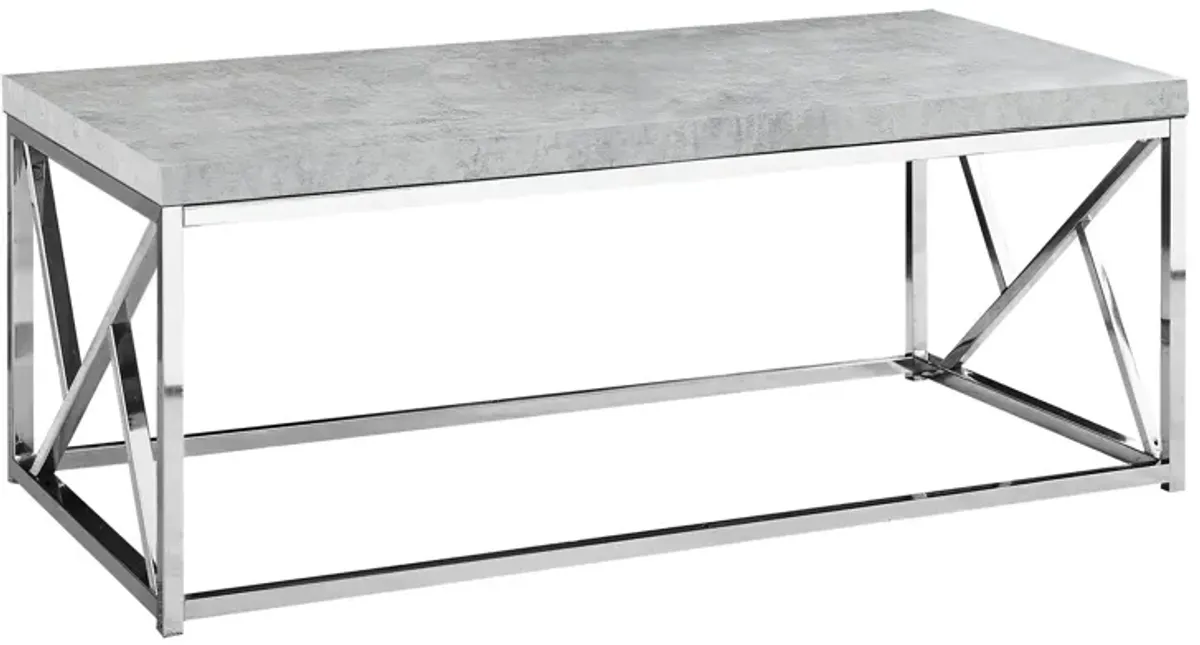 Coffee Table - Grey Cement With Chrome Metal