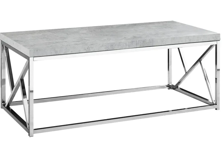 Coffee Table - Grey Cement With Chrome Metal