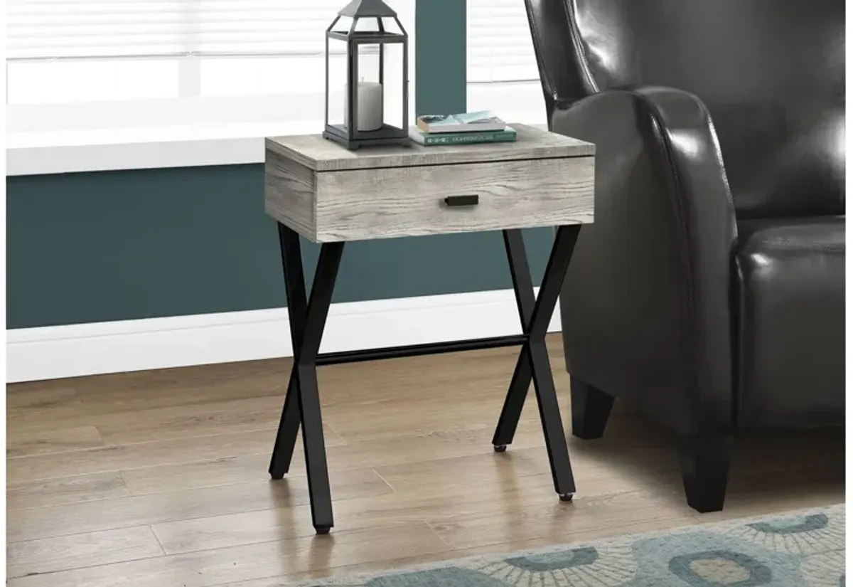 Accent Table - 24"H / Grey Reclaimed Wood / Black Metal