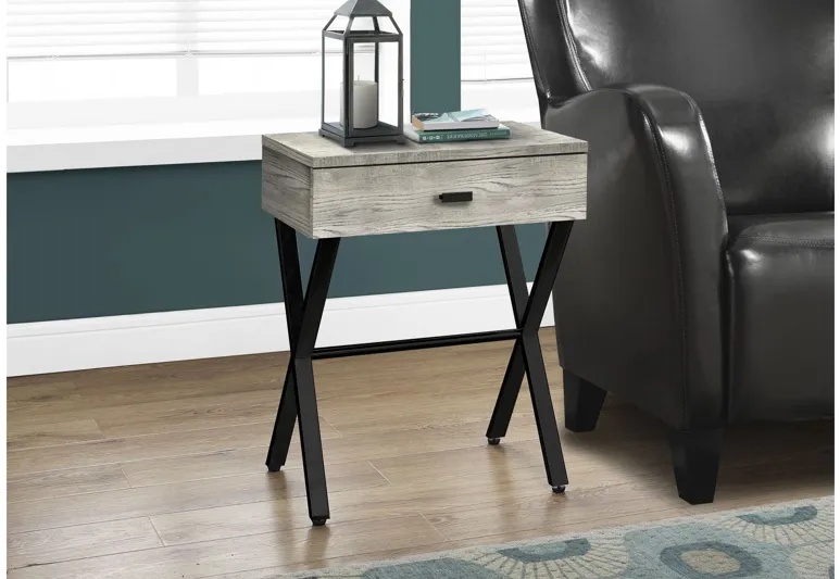 Accent Table - 24"H / Grey Reclaimed Wood / Black Metal