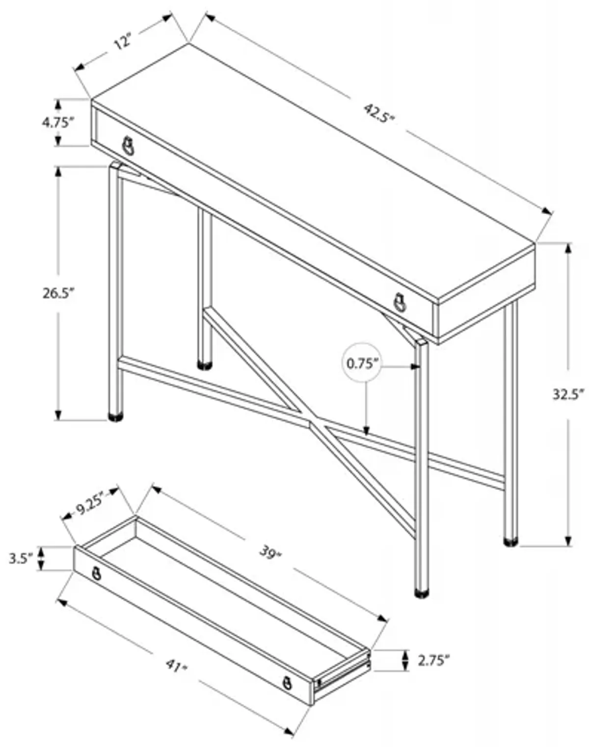 Grey Reclaimed Wood Console Table