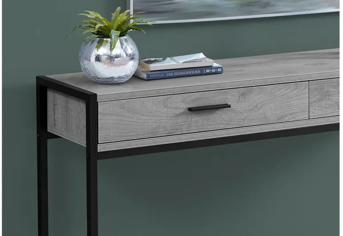 Accent Table - 48"L / Grey / Black Metal Hall Console