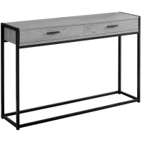 Accent Table - 48"L / Grey / Black Metal Hall Console