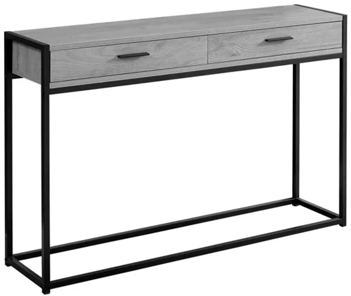 Accent Table - 48"L / Grey / Black Metal Hall Console