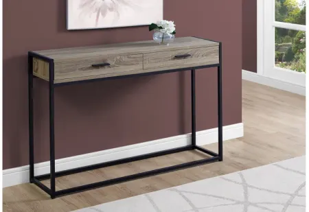 Dark Taupe and Black Metal Hall Console Table