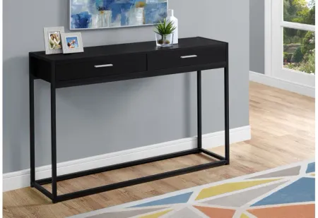 Accent Table - 48"L / Black / Black Metal Hall Console