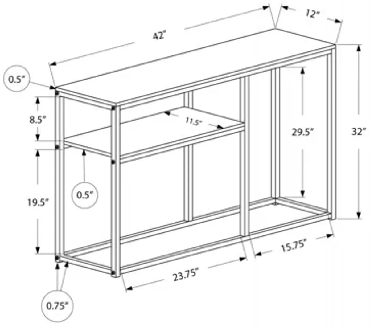 Grey Contemporary Hall Console Table