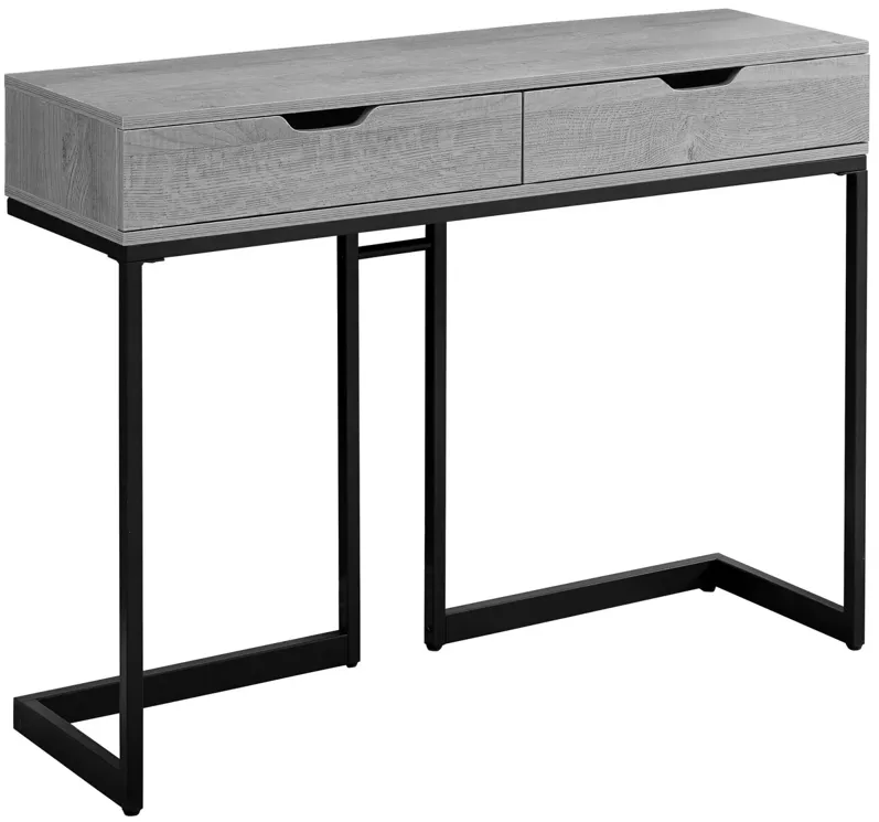Accent Table - 42"L / Grey/ Black Metal Hall Console
