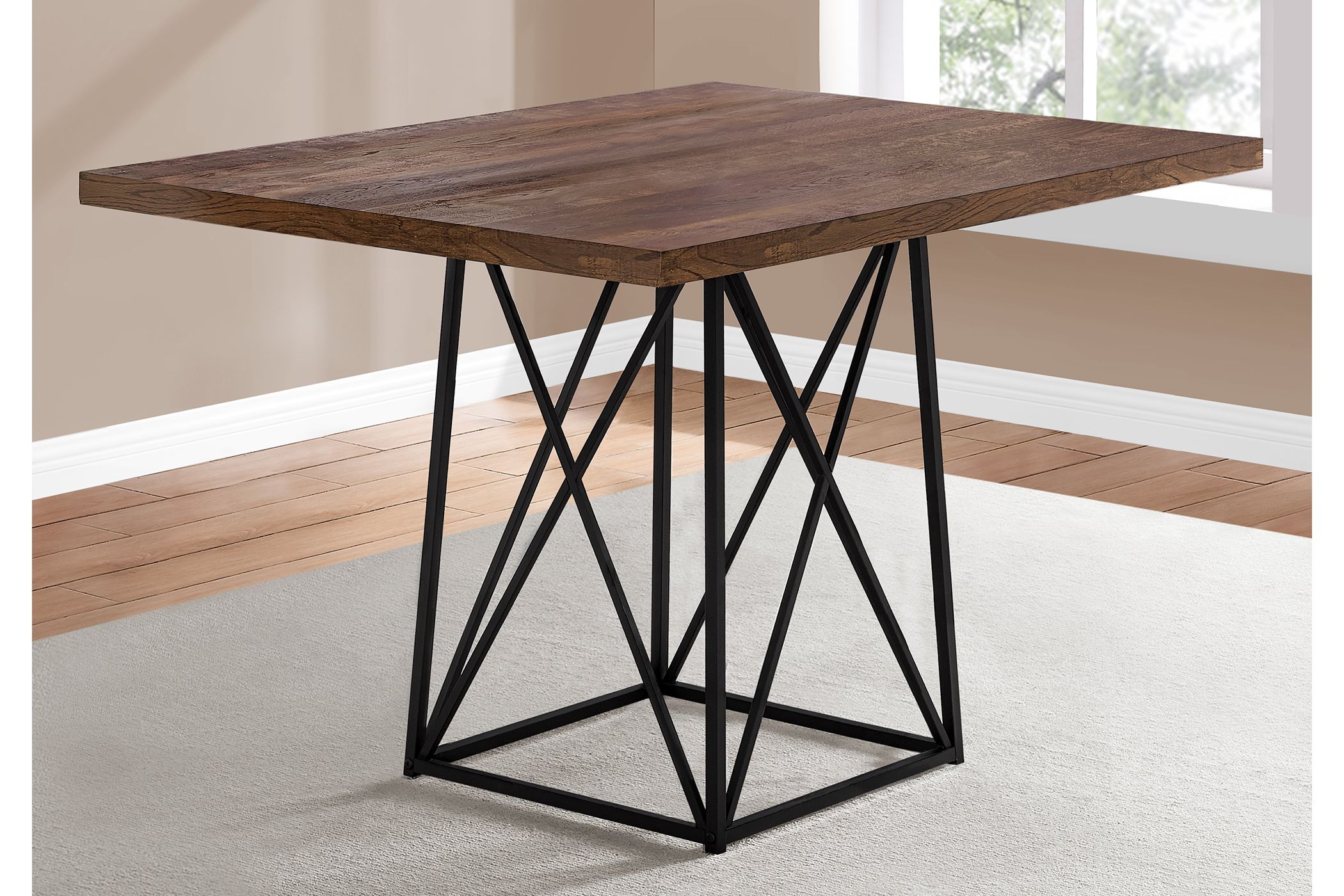 Dining Table - 36"X 48" / Brown Reclaimed Wood-Look/Black