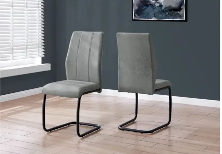 Dining Chair - 2Pcs / 39"H / Grey Fabric / Black Metal