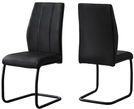 Dining Chair - 2Pcs / 39"H / Black Leather-Look / Metal