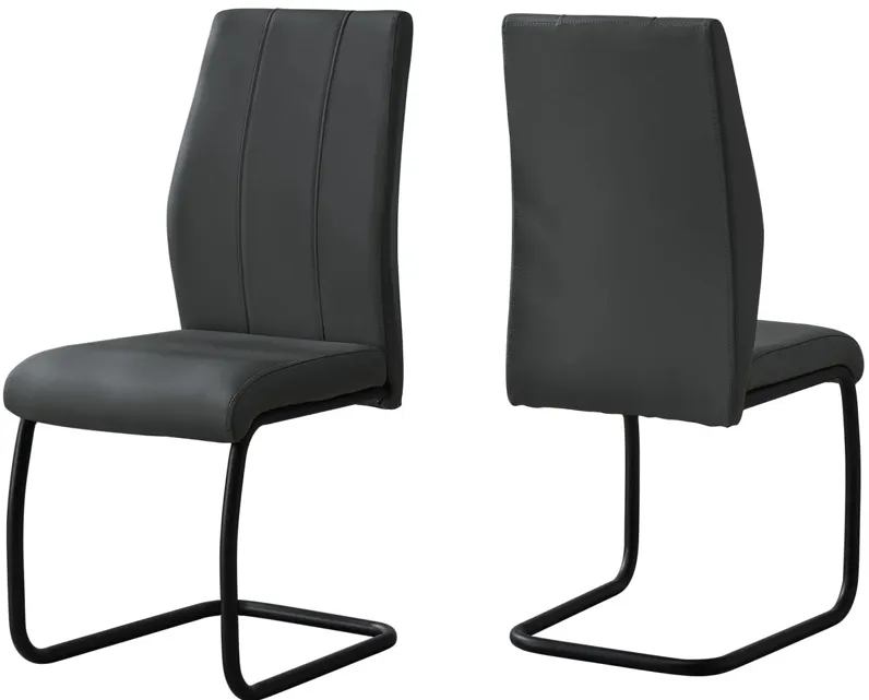 Dining Chair - 2Pcs / 39"H / Grey Leather-Look / Metal