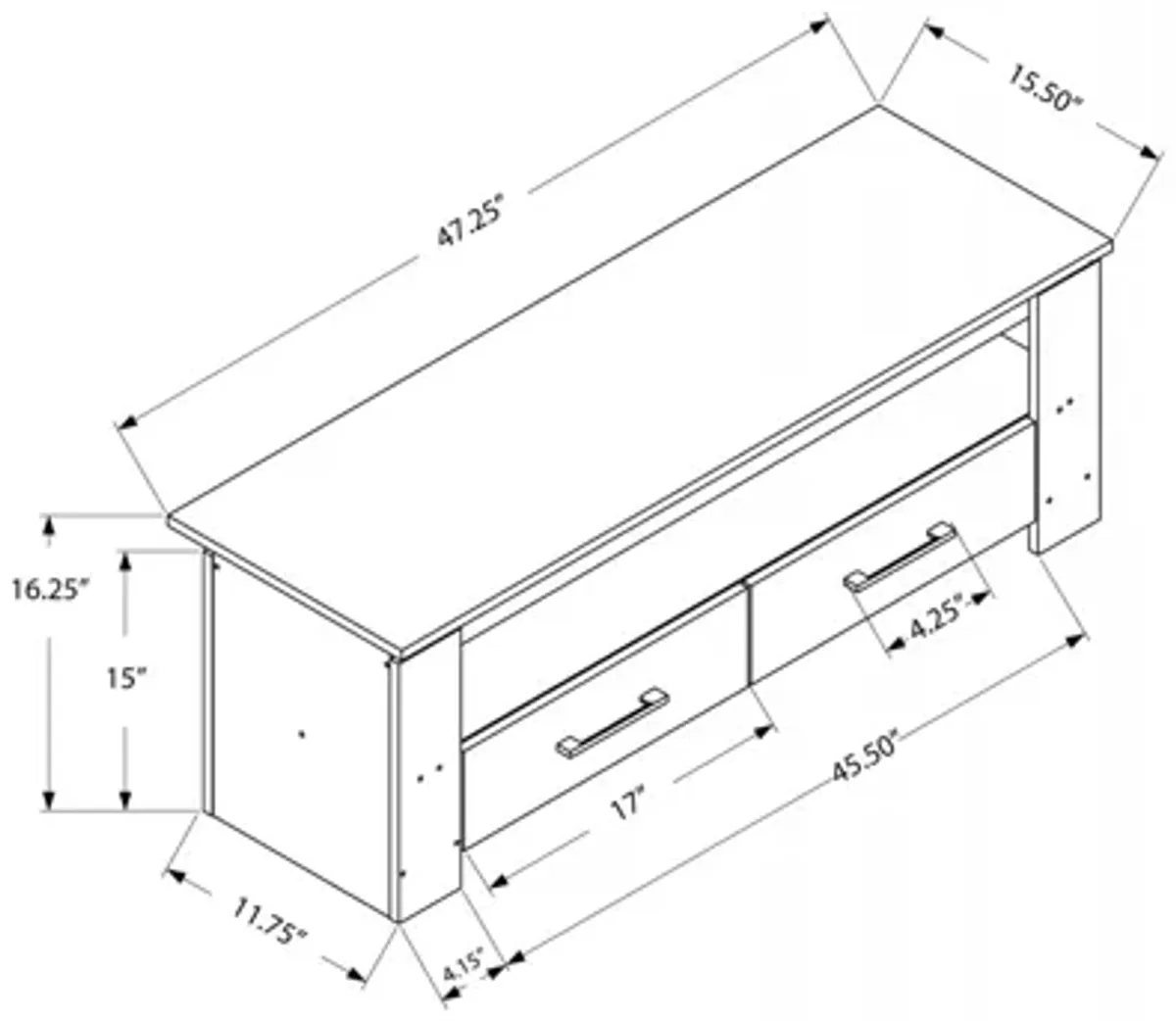 Dark Taupe 48" TV Stand with Storage