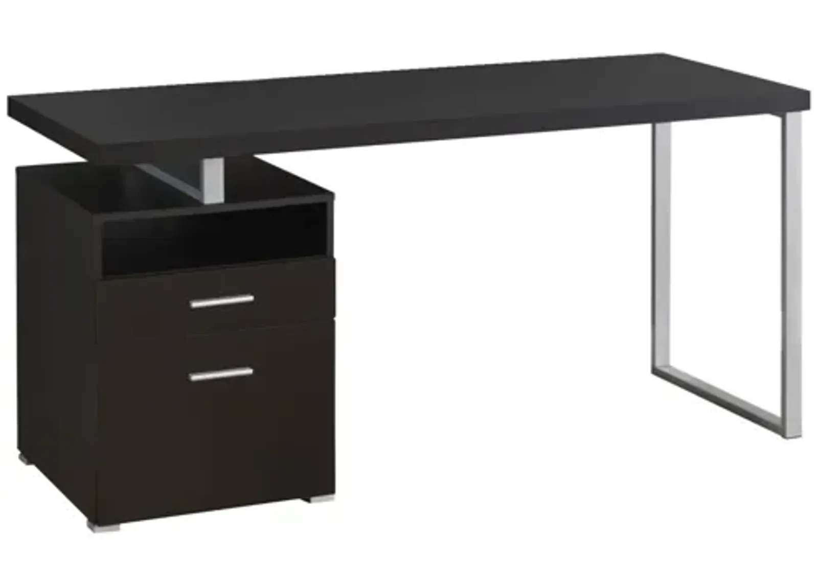 Computer Desk - 60"L / Espresso / Silver Metal