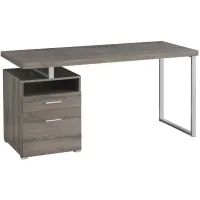 Computer Desk - 60"L / Dark Taupe / Silver Metal