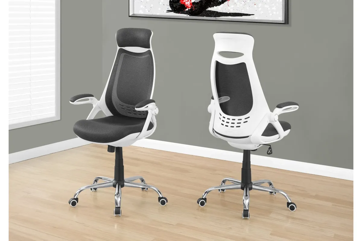 White and Grey Mesh High Back Executive Office Chair