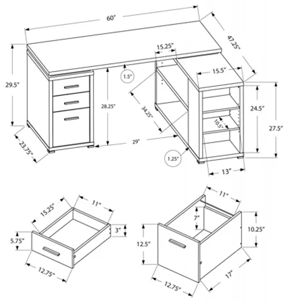 Black Corner Computer Desk