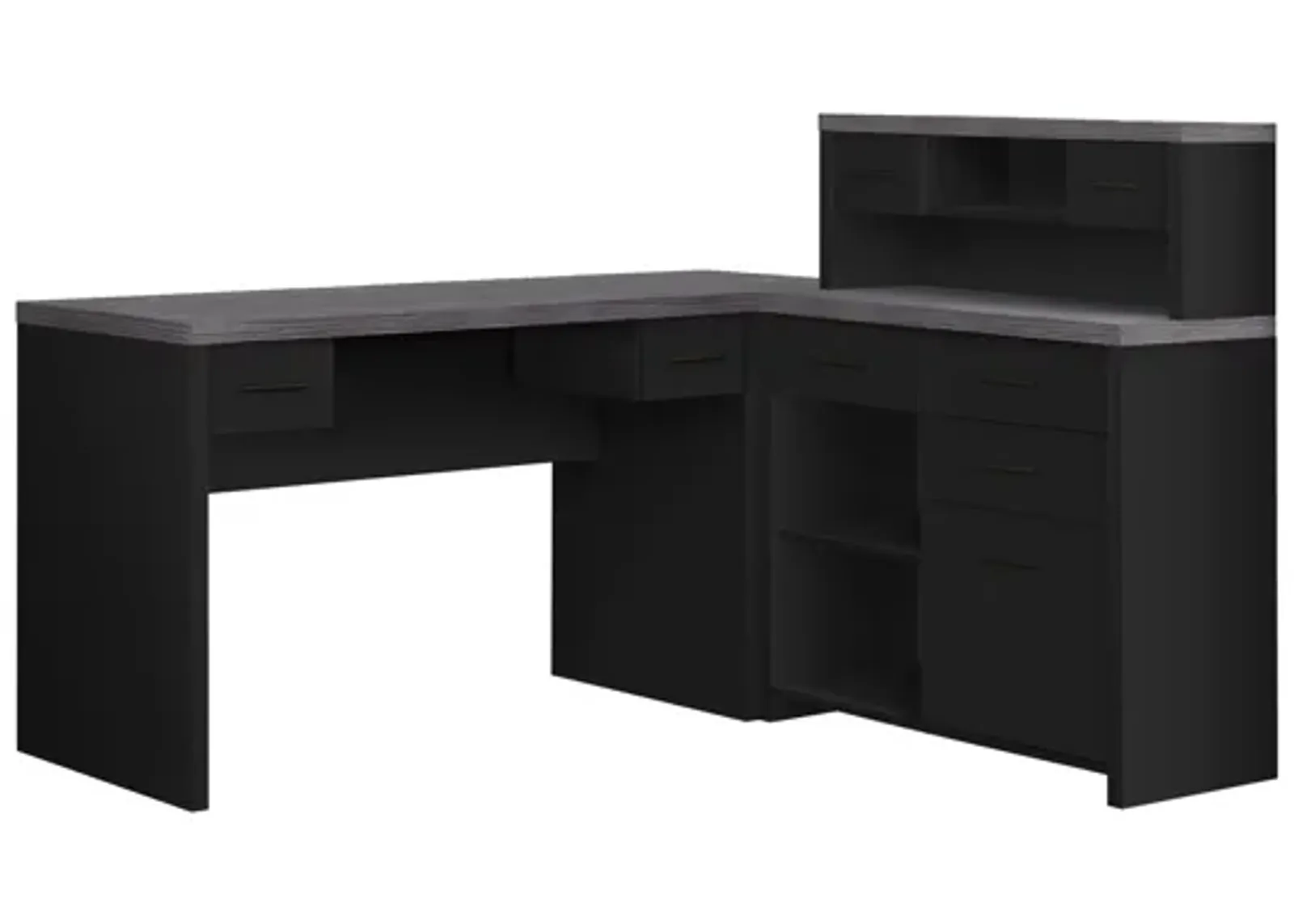 Black and Grey L-Shaped Computer Desk