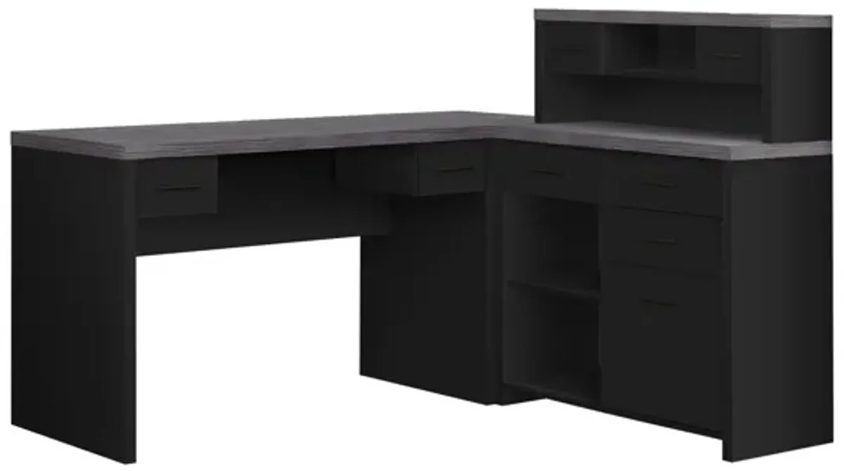 Black and Grey L-Shaped Computer Desk