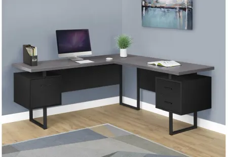 Black and Grey Extra Long Corner Computer Desk