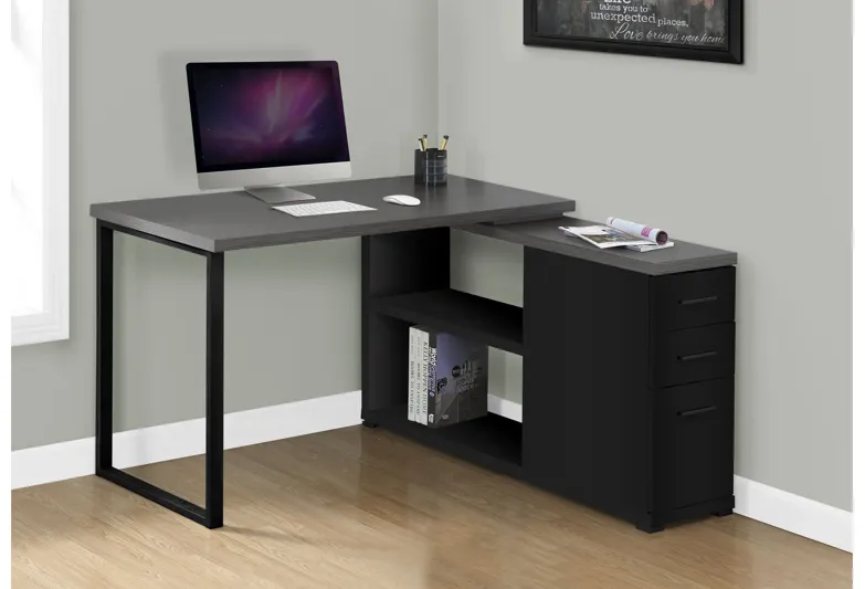 Black Computer Desk with Grey Top