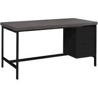Hopewell 60" Grey Computer Desk with Black Metal Frame