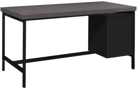 Hopewell 60" Grey Computer Desk with Black Metal Frame