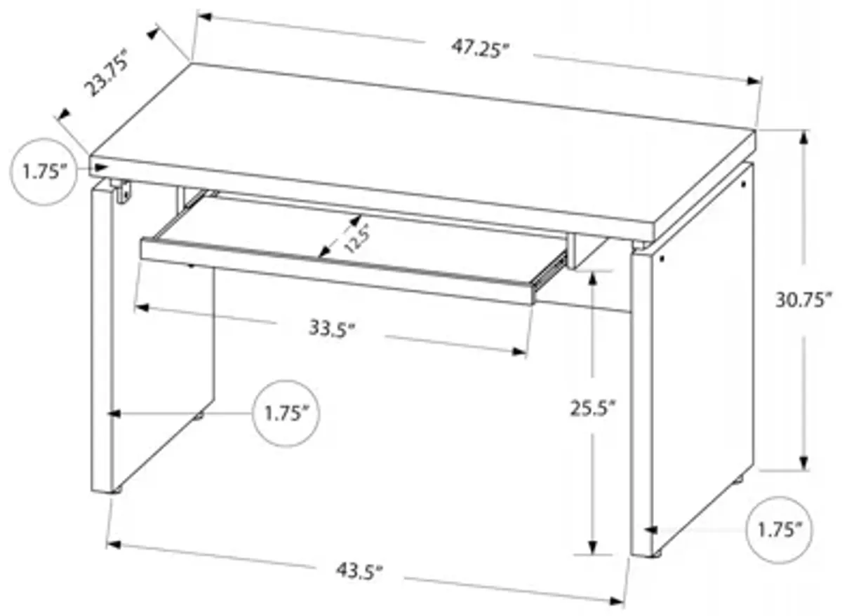 Black Computer Desk with Pull-Out Keyboard Tray