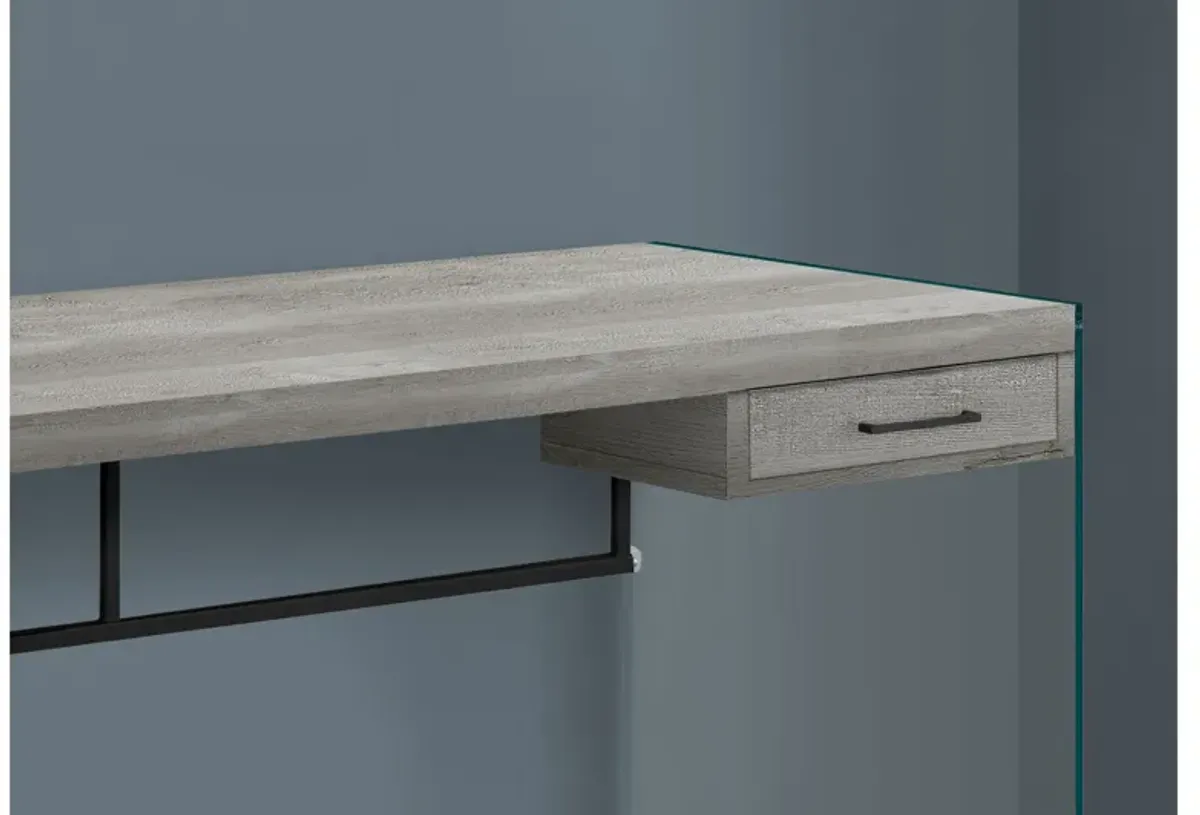 Grey Reclaimed Wood Computer Desk with Glass Panels