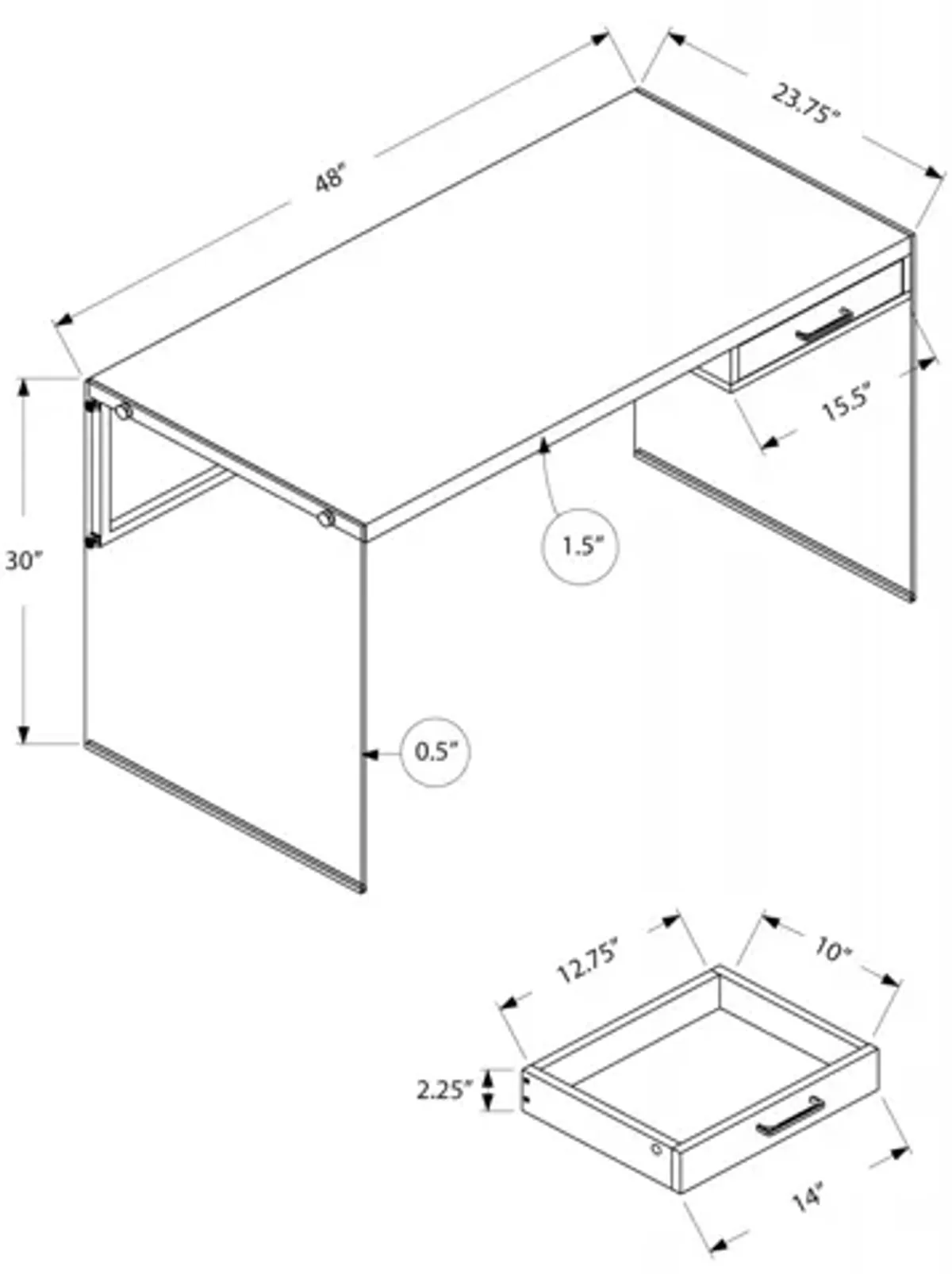 Grey Reclaimed Wood Computer Desk with Glass Panels