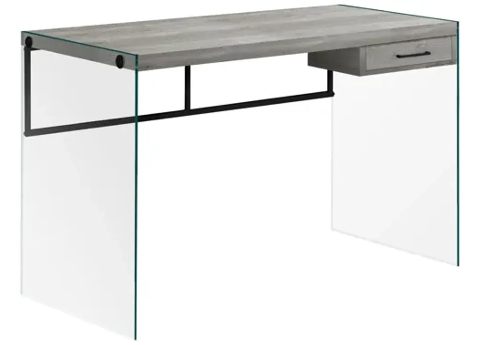 Grey Reclaimed Wood Computer Desk with Glass Panels