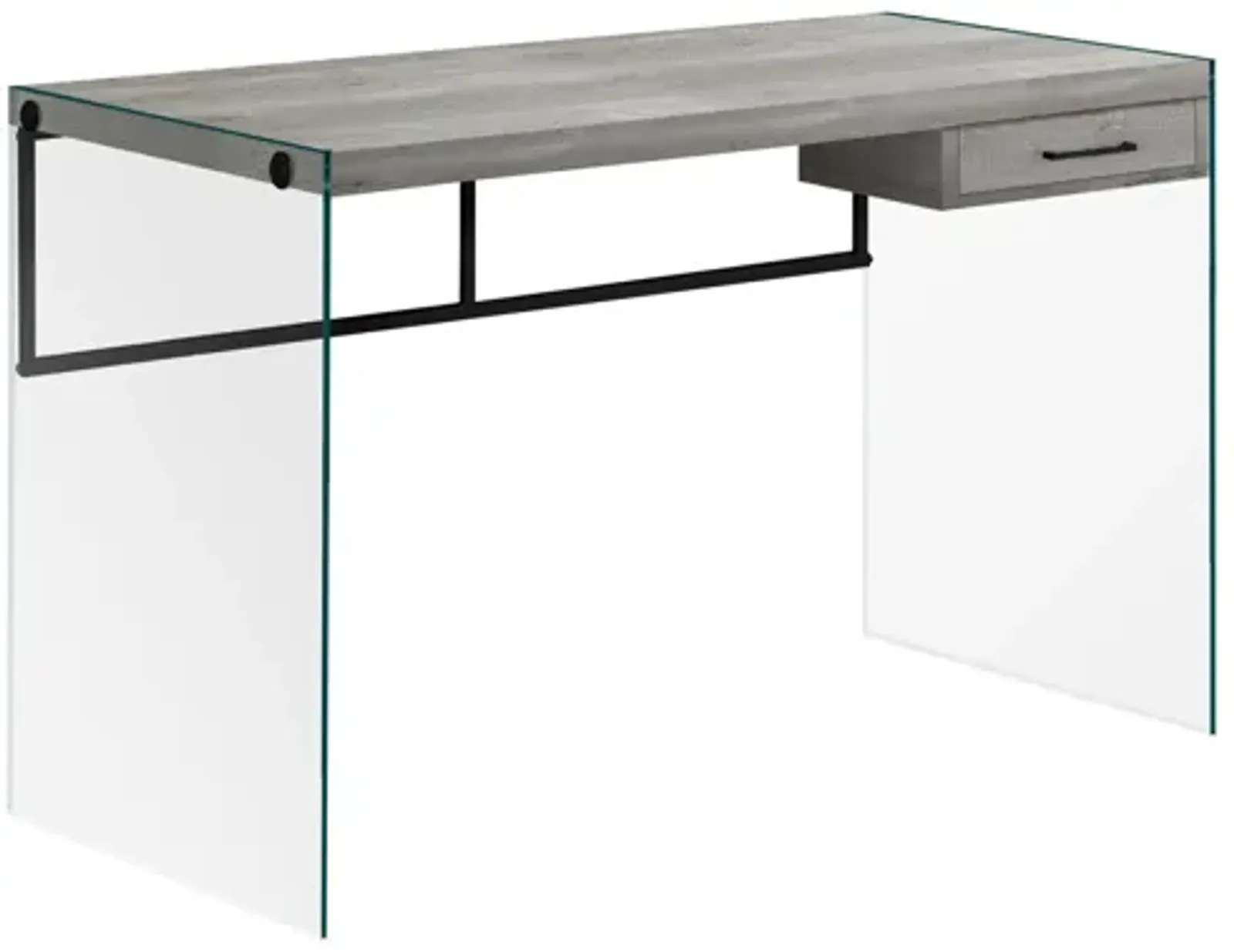 Grey Reclaimed Wood Computer Desk with Glass Panels