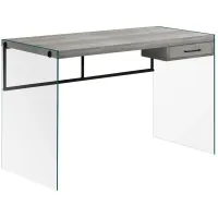 Grey Reclaimed Wood Computer Desk with Glass Panels