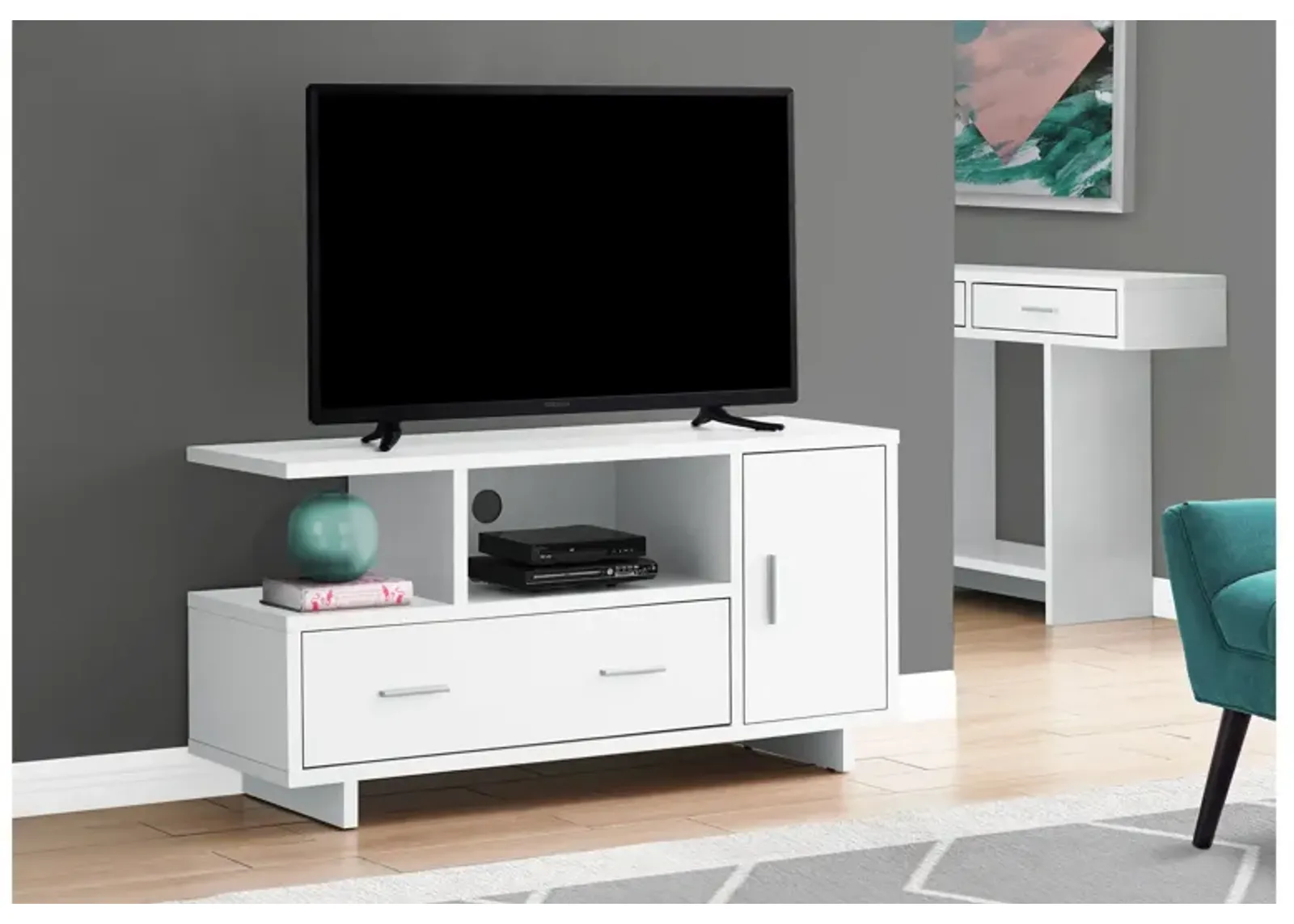 White Storage TV Stand