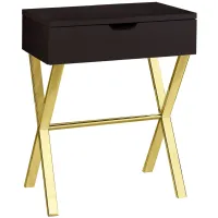 Cappuccino & Gold Accent Table with Storage