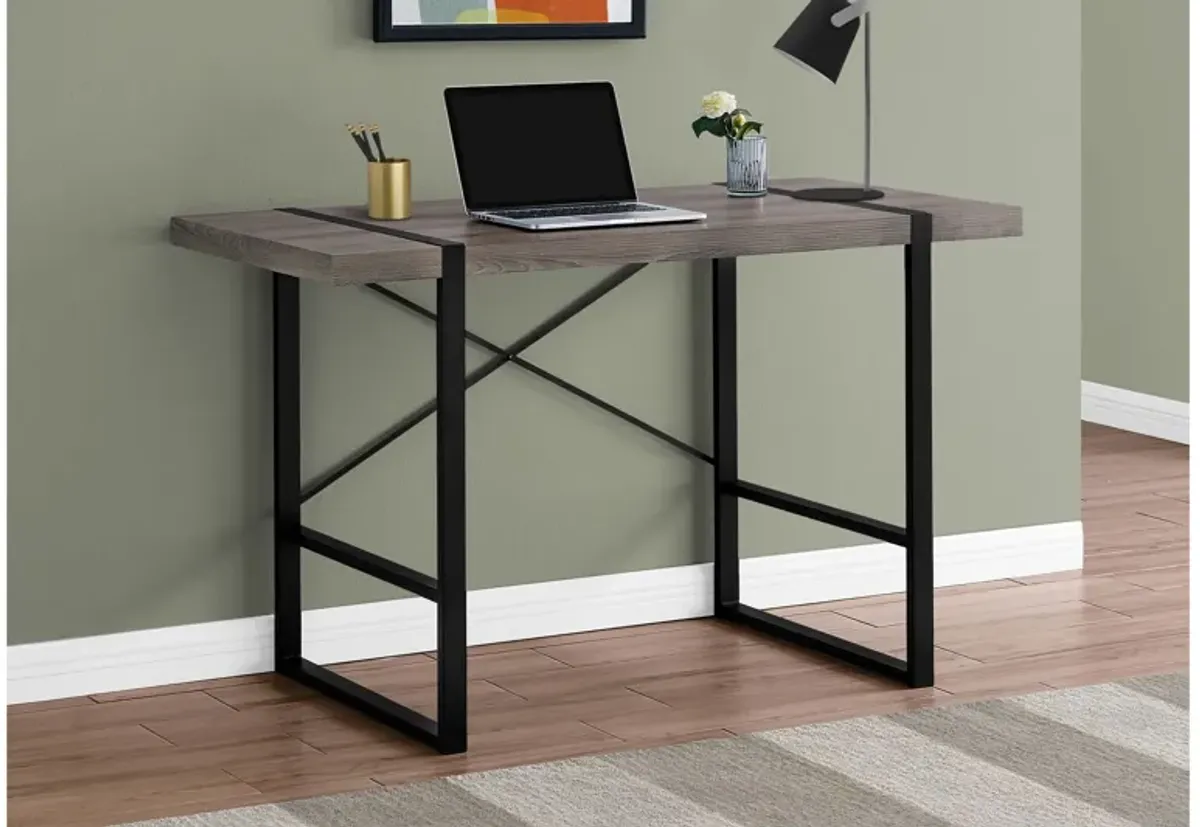 Dark Taupe 48" Computer Desk With Black Metal