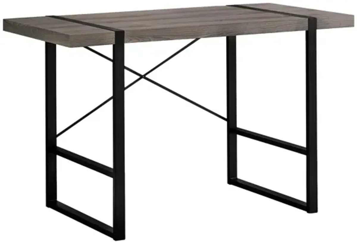 Dark Taupe 48" Computer Desk With Black Metal