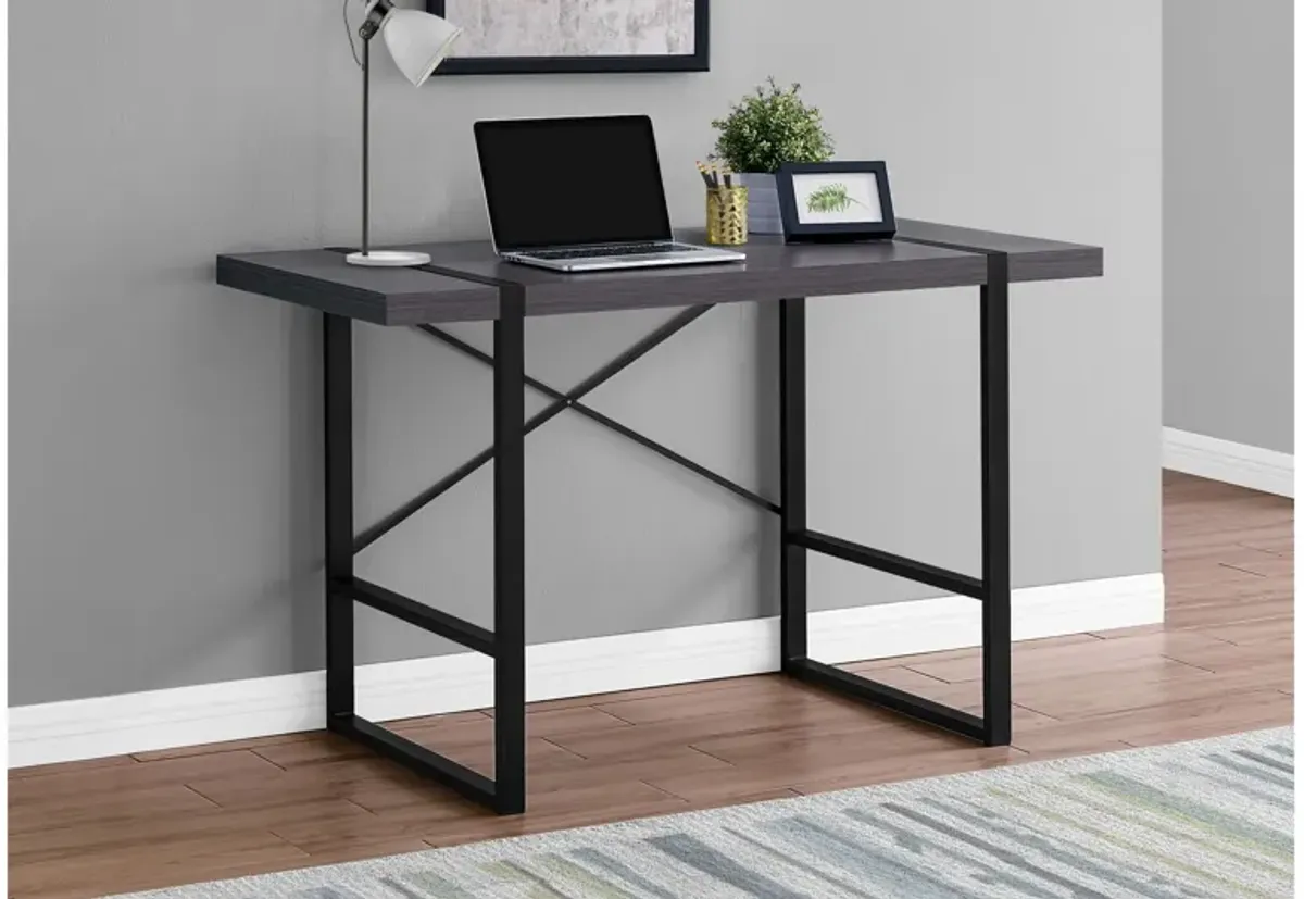 Grey 48" Computer Desk with Black Metal