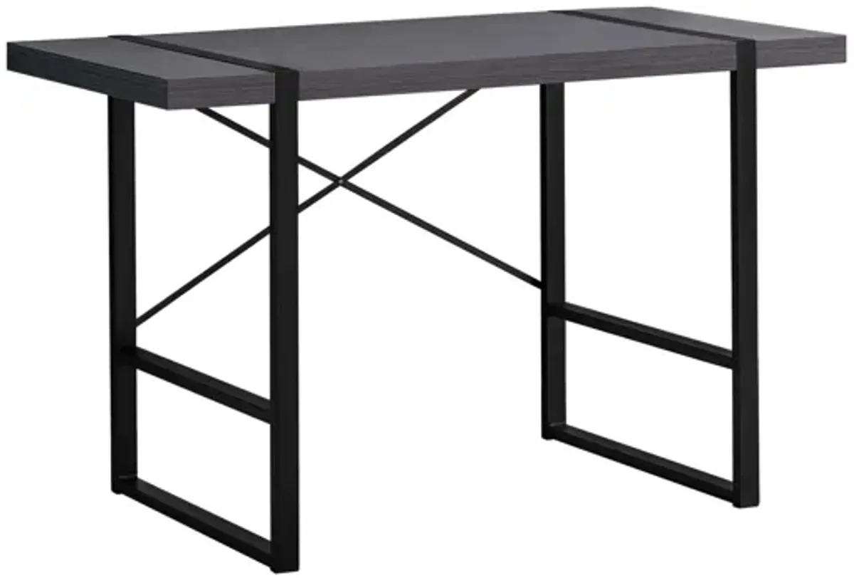 Grey 48" Computer Desk with Black Metal