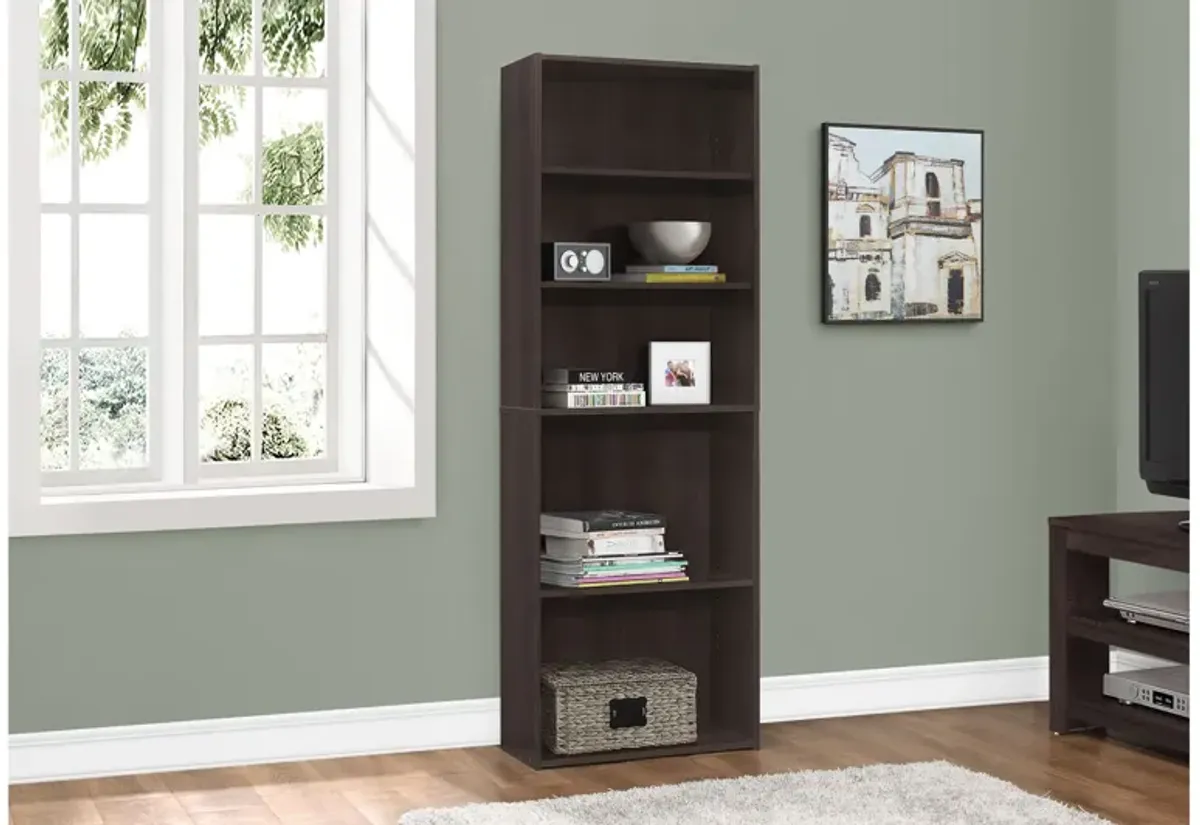 Bookcase - 72"H / Espresso With 5 Shelves