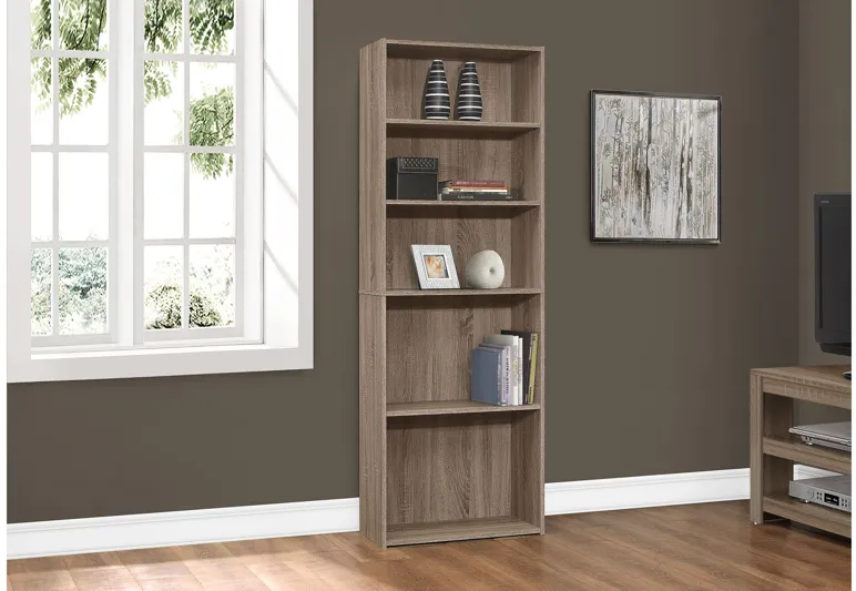 Bookcase - 72"H / Dark Taupe With 5 Shelves
