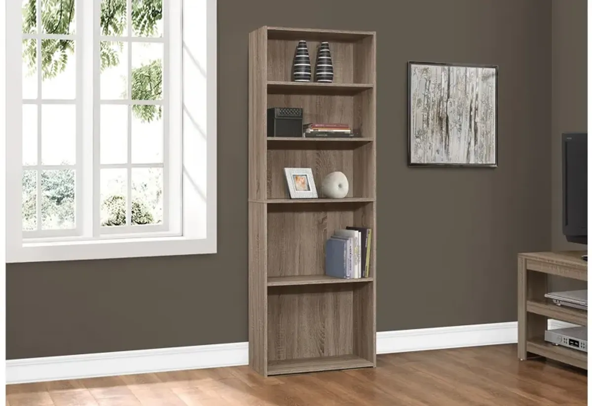 Bookcase - 72"H / Dark Taupe With 5 Shelves