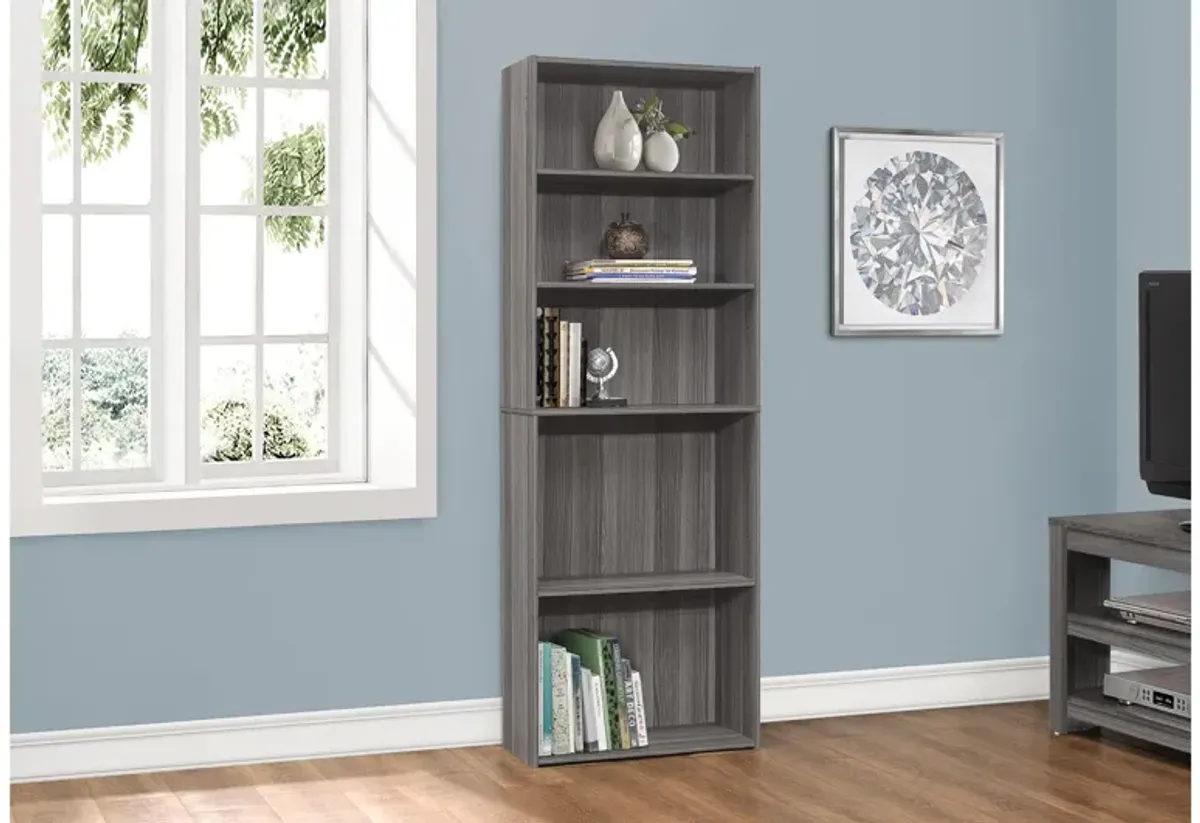 Bookcase - 72"H / Grey With 5 Shelves