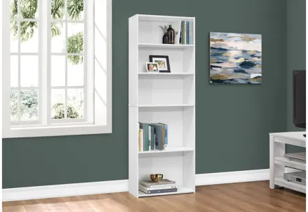 Bookcase - 72"H / White With 5 Shelves