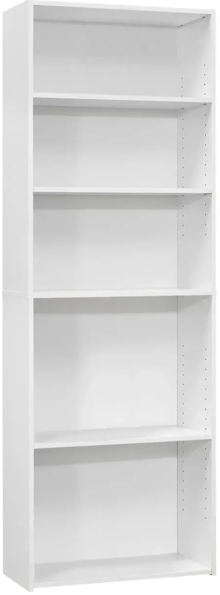 Bookcase - 72"H / White With 5 Shelves