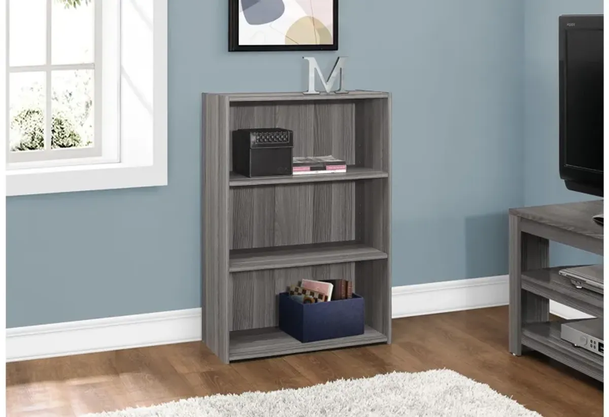 Bookcase - 36"H / Grey With 3 Shelves